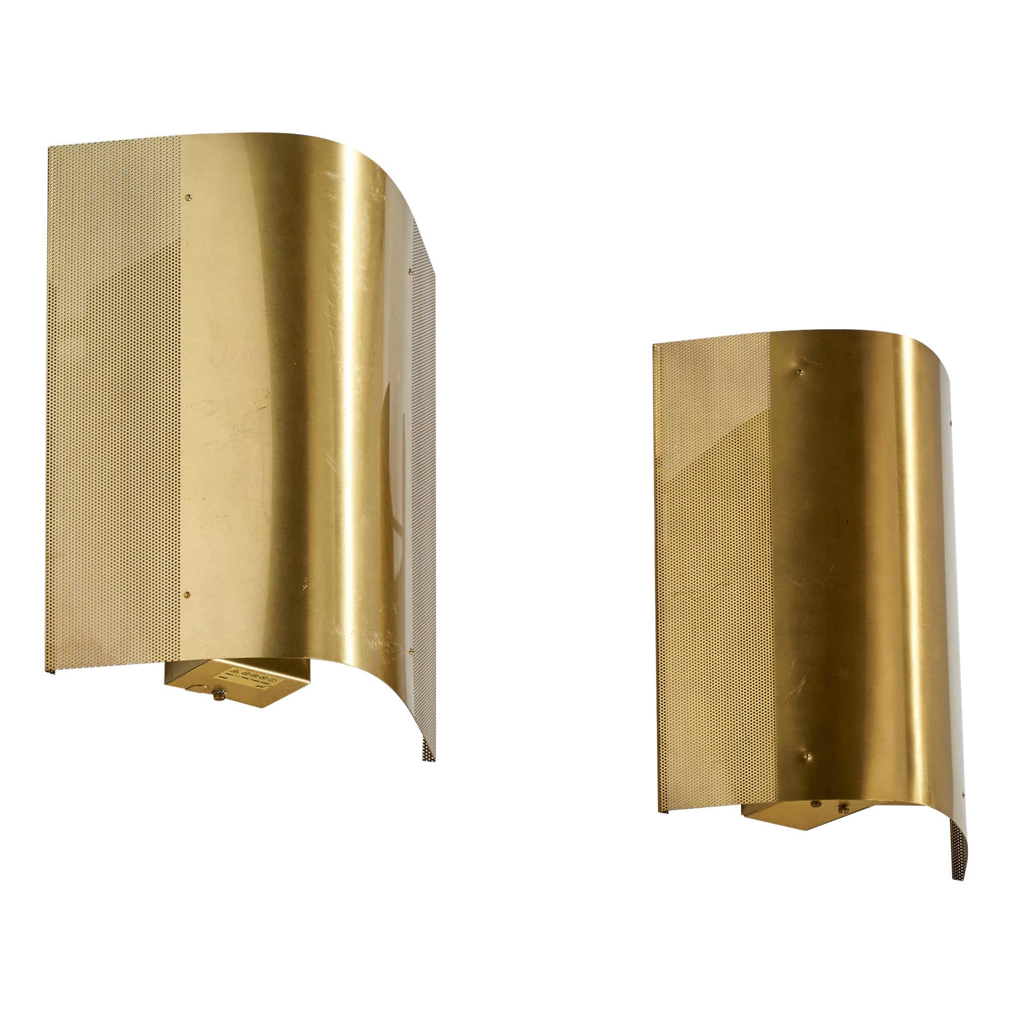 Falkenbergs Belysning, Wall Lights, Brass, Sweden, 1980s For Sale