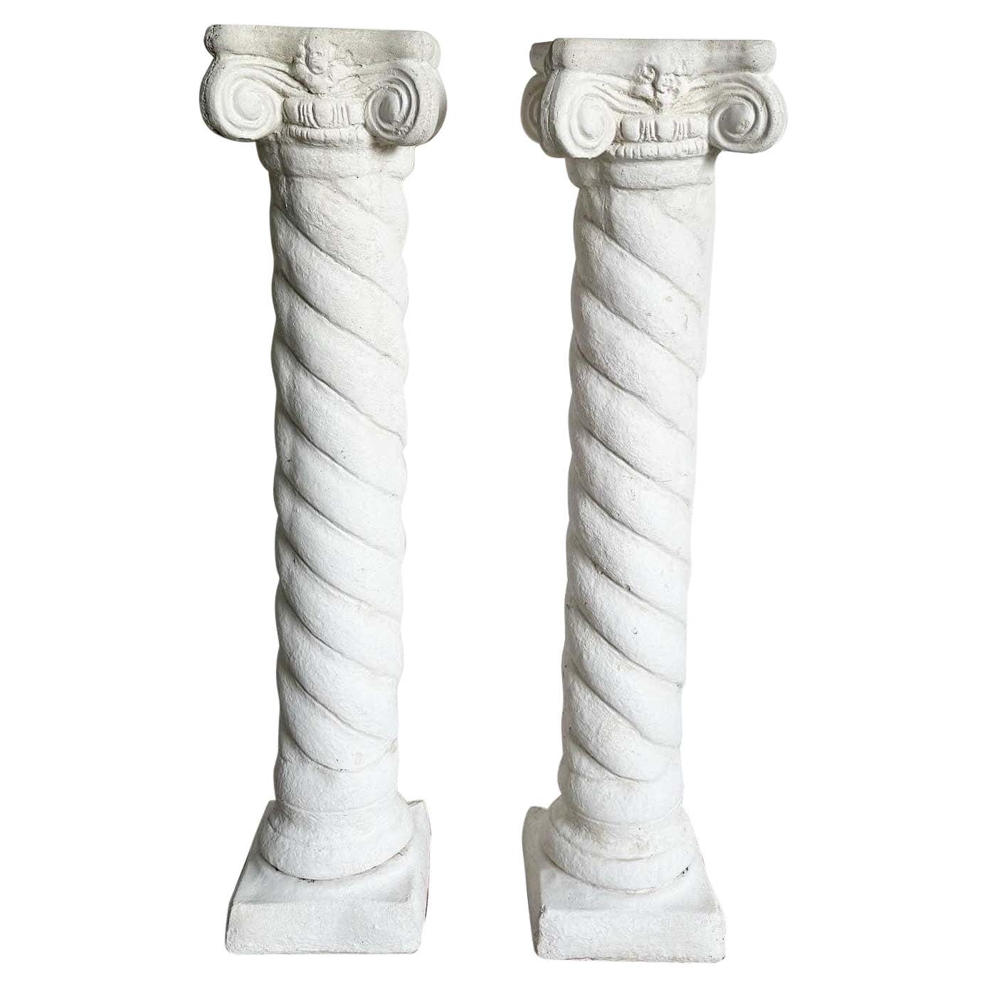 Regency White Plaster Columns Pedestals - a Pair For Sale at 1stDibs