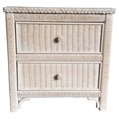 Boho Chic White Washed Henry Link Wicker Nightstand by Lexington Furniture