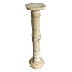 Antique Alabaster Marble Stone Pedestal