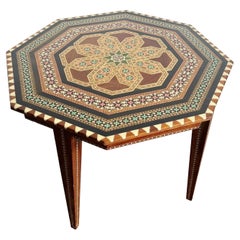 Vintage Moorish Inlaid Hexagonal Side Table
