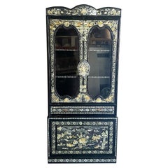 Chinese Black Lacquered and Mother of Pearl Inlaid Display Cabinet