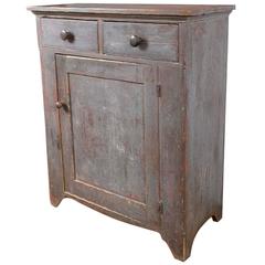 19th Century Blue Painted Pine Country Cupboard 6