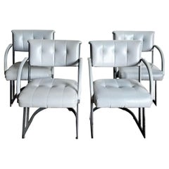 Postmodern Grey and Charcoal Cantilever Dining Arm Chairs