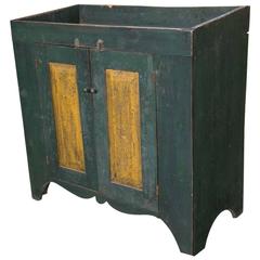 19th Century Two-Tone Green and Yellow Painted Dry Sink