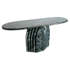 Art Deco Green Belgian Marble Console Table With Scalloped Base
