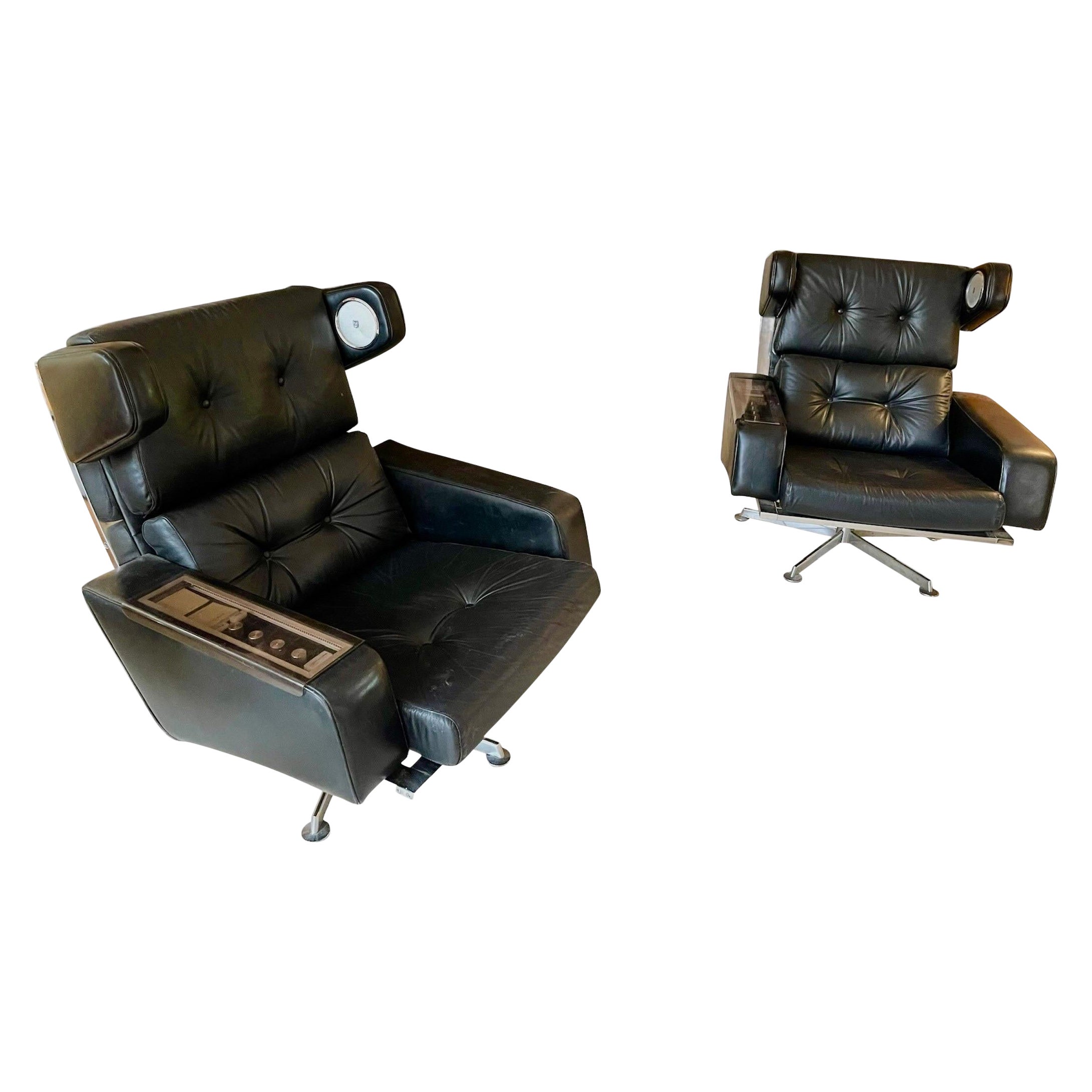 Robin Day James Bond movies leather Prototype with WORKING Audio system , 1960s For Sale