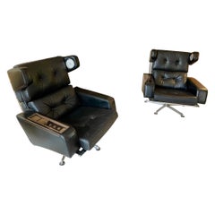 Robin Day James Bond-Film-Leder Prototyp mit WORKING Audiosystem, 1960er Jahre