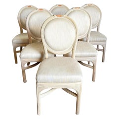 Boho Regency Pencil Reed and Pink Tessellated Stone Dining Chairs - Set of 6