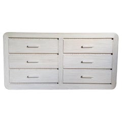 Boho Chic White Washed Swirl Pencil Reed Waterfall Dresser