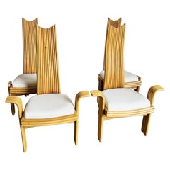 Boho Chic High Back Rattan Dining Chairs - Set of 4