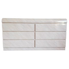 Postmodern Pink and Lavender Airbrush Laminate Waterfall Dresser - 6 Drawers
