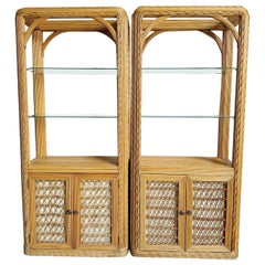 Boho Chic Twisted Pencil Reed Etageres - a Pair