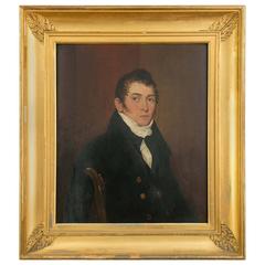 19th Century Oil on Board Portrait of a Young Sea Captain