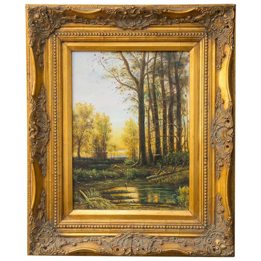 Early 20th Century Landscape Painting in Ornate Period Frame For Sale