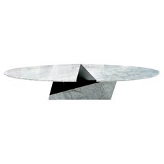 Grand collectible design marble oval table by Roos Schneijderberg