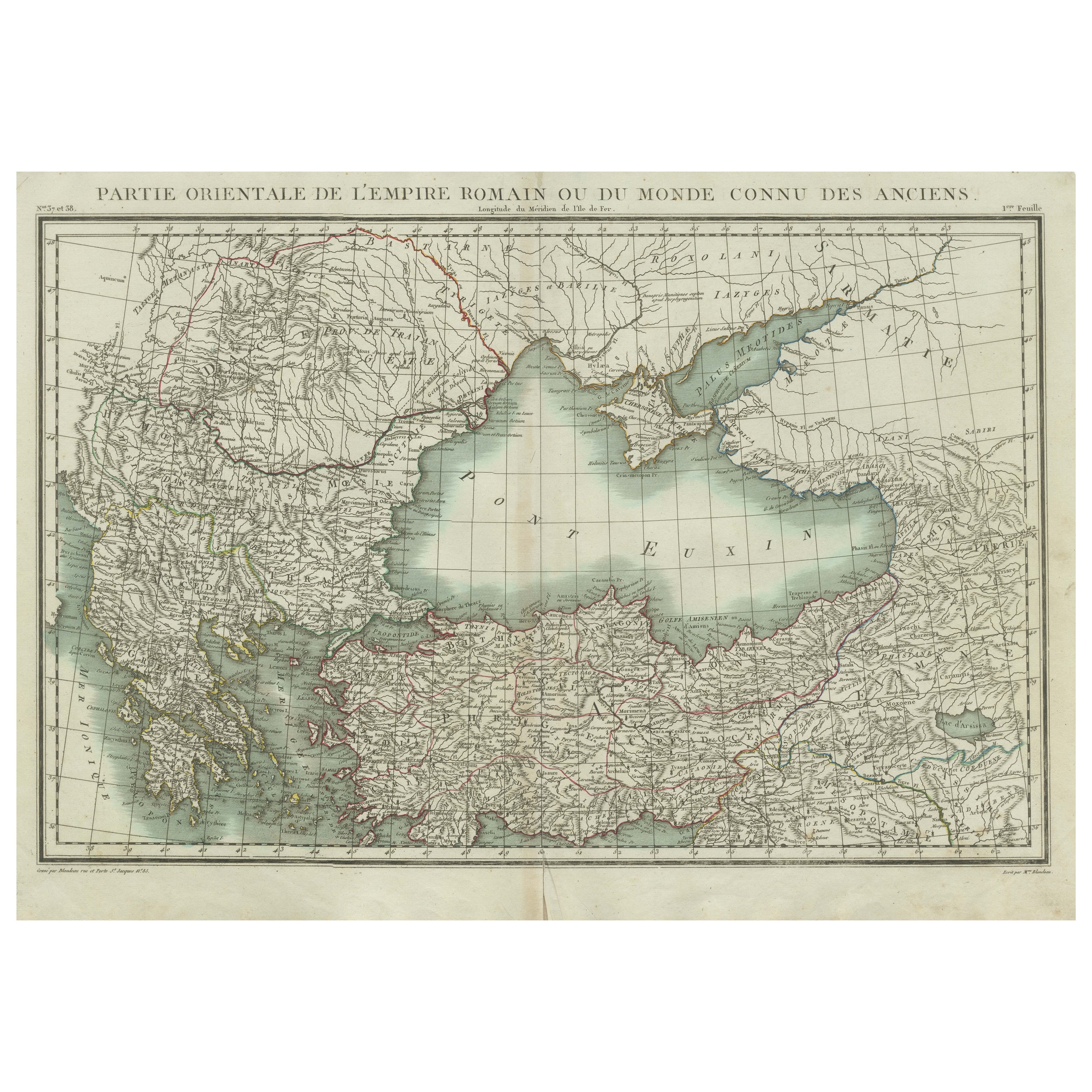 Black Sea & Eastern Mediterranean Map: Eastern Roman Empire, Tardieu Atlas, 1802 For Sale