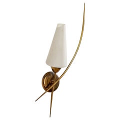 Arlus, Wall Light, laiton, verre, France, années 1950
