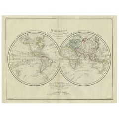 World Map in Two Hemispheres: Eastern & Western - 1802 Tardieu Atlas