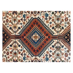 Hand-knotted Persian rug with geometric medallion Yalameh Rug