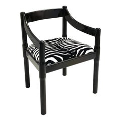 'Carimate' Black Walnut and Velvet Chair by Vico Magistretti for Cassina, 1960s