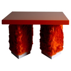 coffee table Eccentrico, 1/4 Studio Greca contemporary orange fur lacquered wood