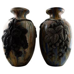 Pair of Large French Art Deco Floor Vases, Roger Guerin