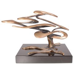 Bob Bennett Brass Sculpture "Carmel" on Ebony Base