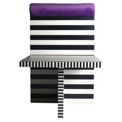 Ettore armchair, lim ed. 25pcs, memphis ode, black white, velvet. Studio Greca