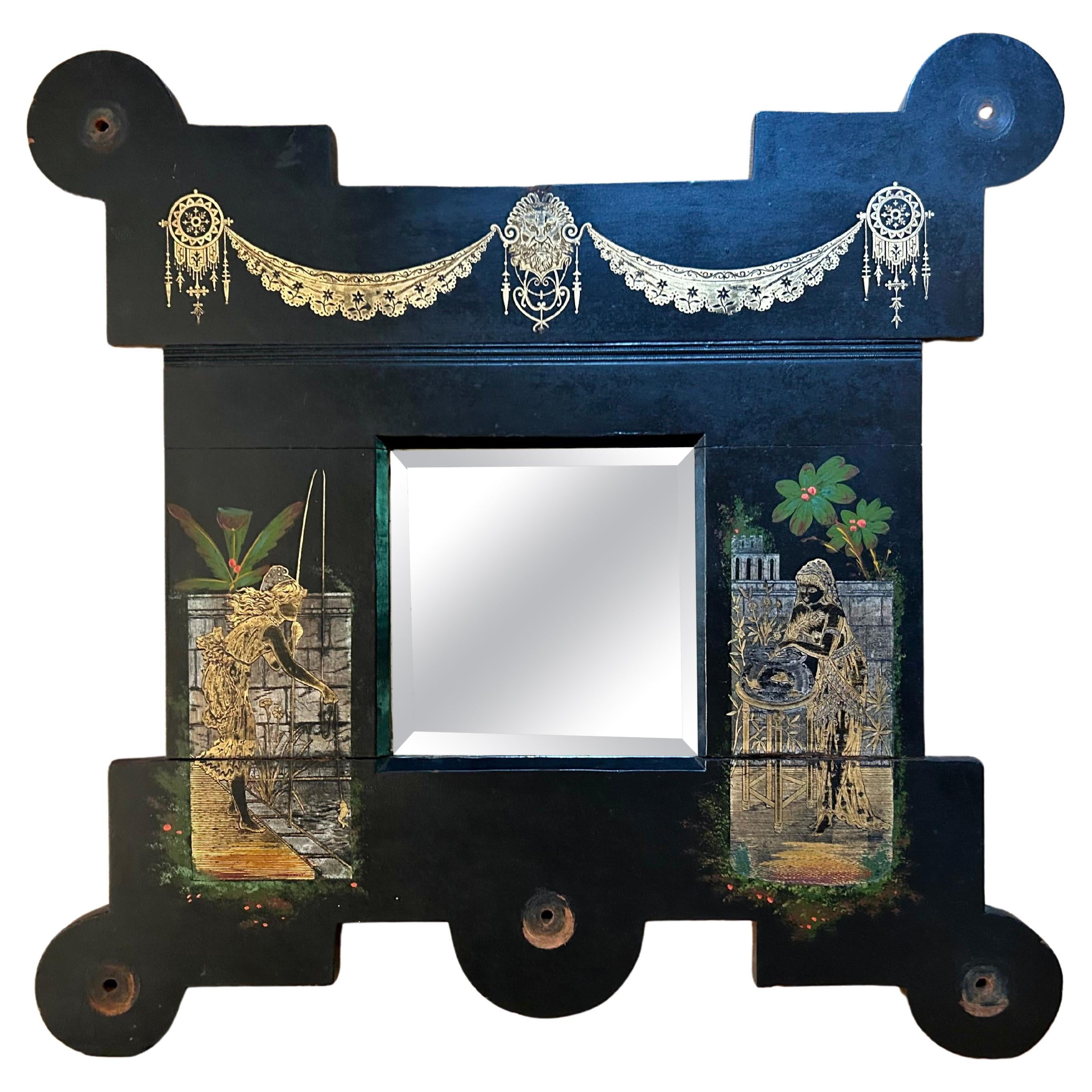 Wall Mirror, Ebonized and Gilt Decorated, 19th Century