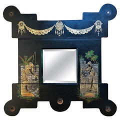 Espejo de Pared, Ebonizado y Dorado Decorado, Siglo XIX