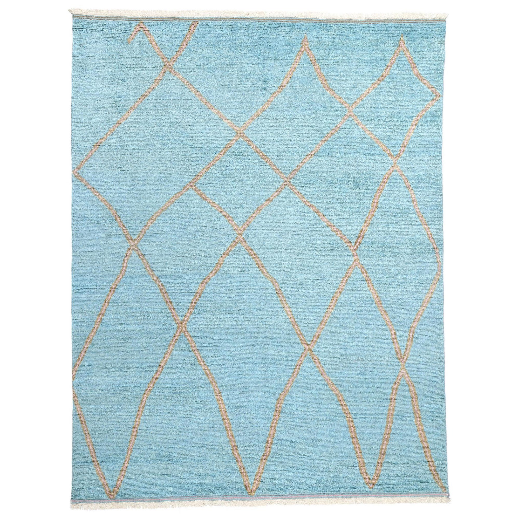 New Azure Contemporary Moroccan Area Rug
