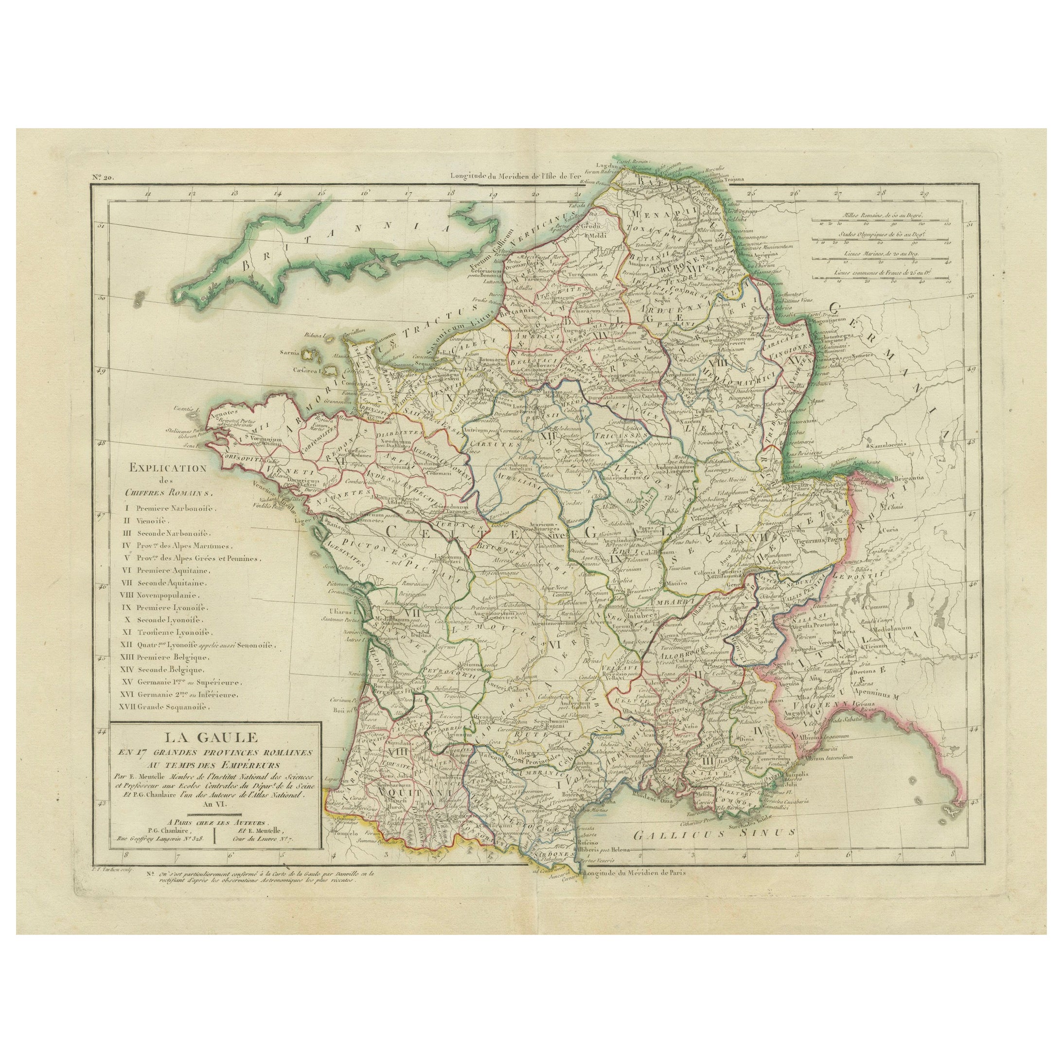 Map of Ancient Gaul & Roman Provinces: Early 19th Century - 1802 Tardieu Atlas