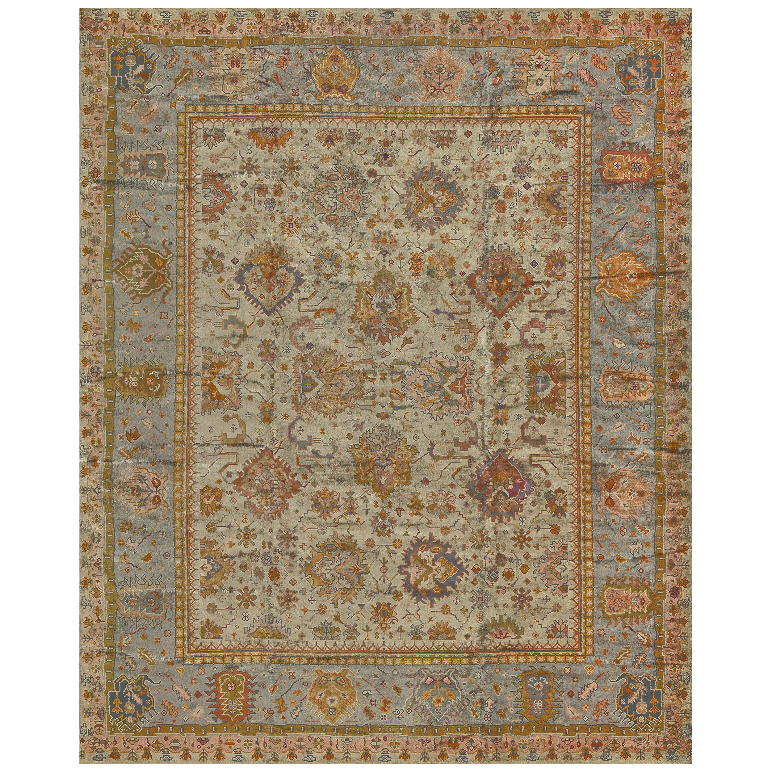 Traditional Antique Wool Floral Irish Donegal Rug  12'8x16'2