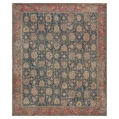 Tappeto Isfahan tradizionale antico in lana con motivi floreali e viti  13'2"x15'8"