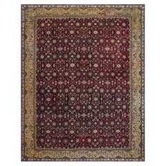 Tapis indien Agra traditionnel bourgogne à fleurs 13'8"x18'2"