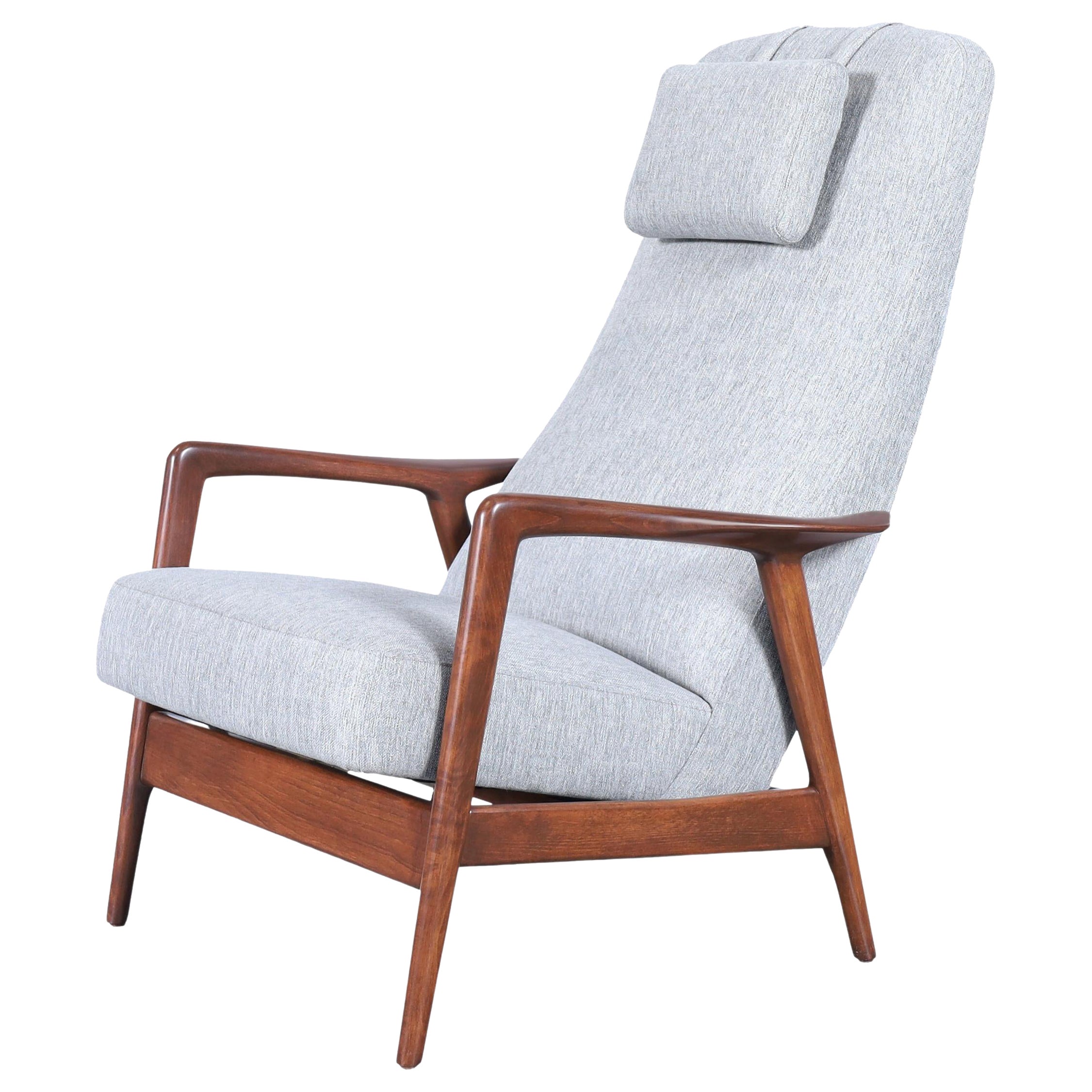 Swedish Walnut Recliner Chair by Alf Svensson for Dux