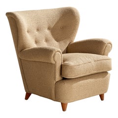 Ilmari Lappalainen, Lounge Chair, Birch, Fabric, Finland, 1950s
