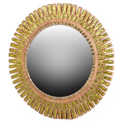Konvexer Spiegel aus Kalkglas und Harz.