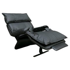 Silla reclinable brasileña de cuero de mediados de siglo de Percival Lafer, c. 1980