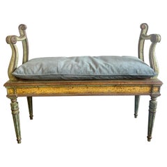 Painted Italian Bench w/ Velvet Cushion