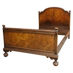 Early 20th Century Payne Furniture William & Mary Burl Walnut Three Quarter Bed