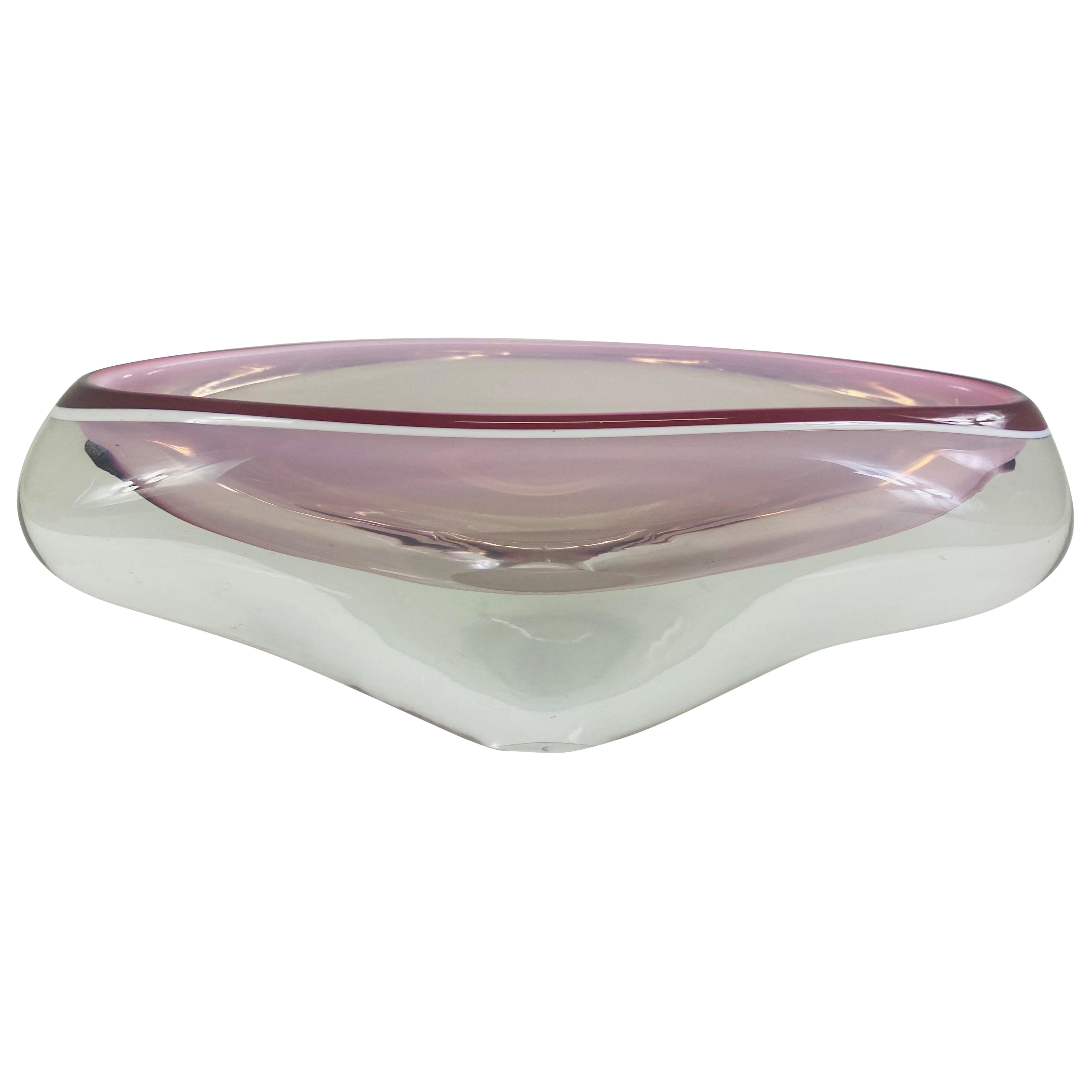 Flavio Poli  Sommeroso-Schale aus lavendelfarbenem und cremefarbenem Murano-Kunstglas