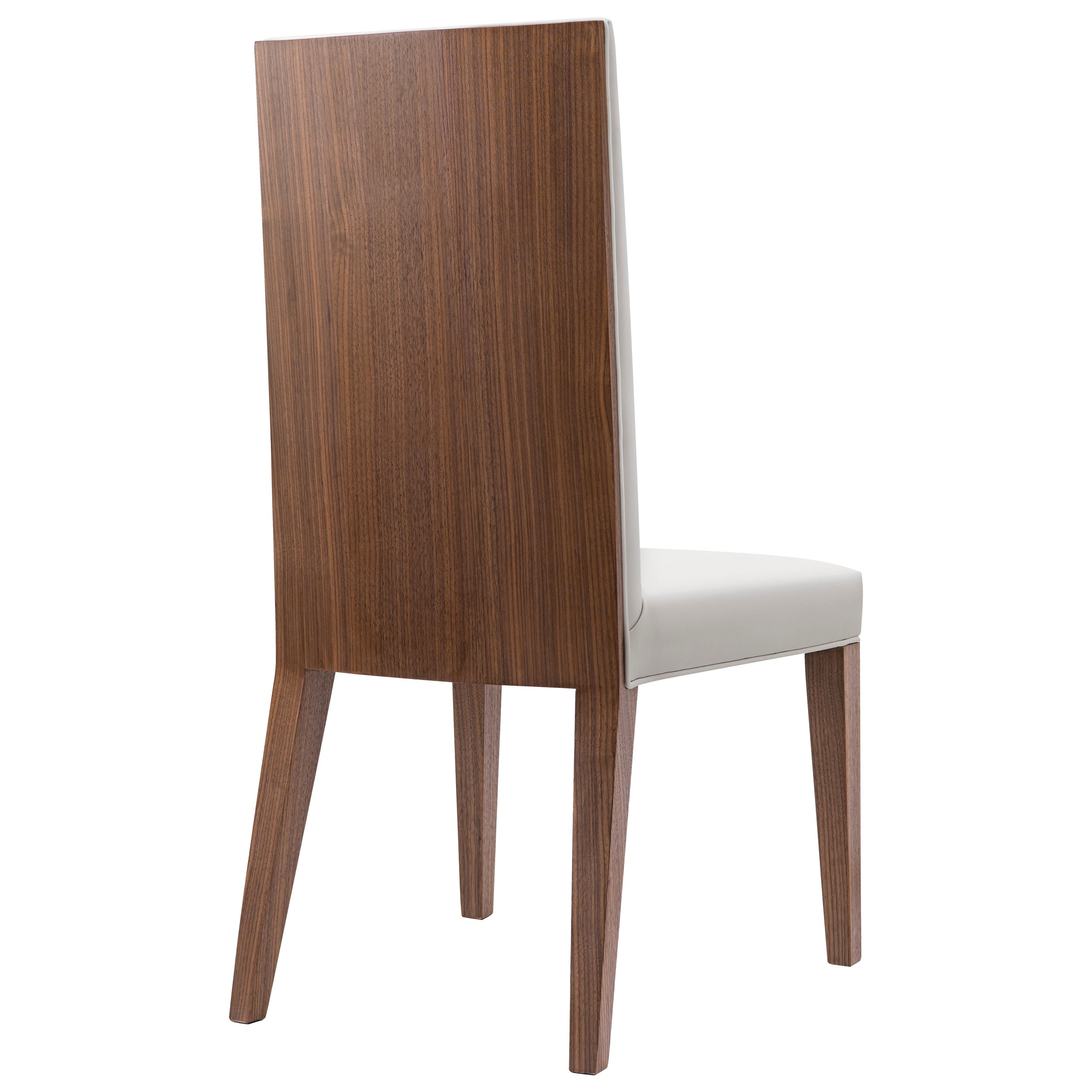 Silla de comedor moderna con respaldo de nogal diseñada por Greg Sheres.  En stock. en venta