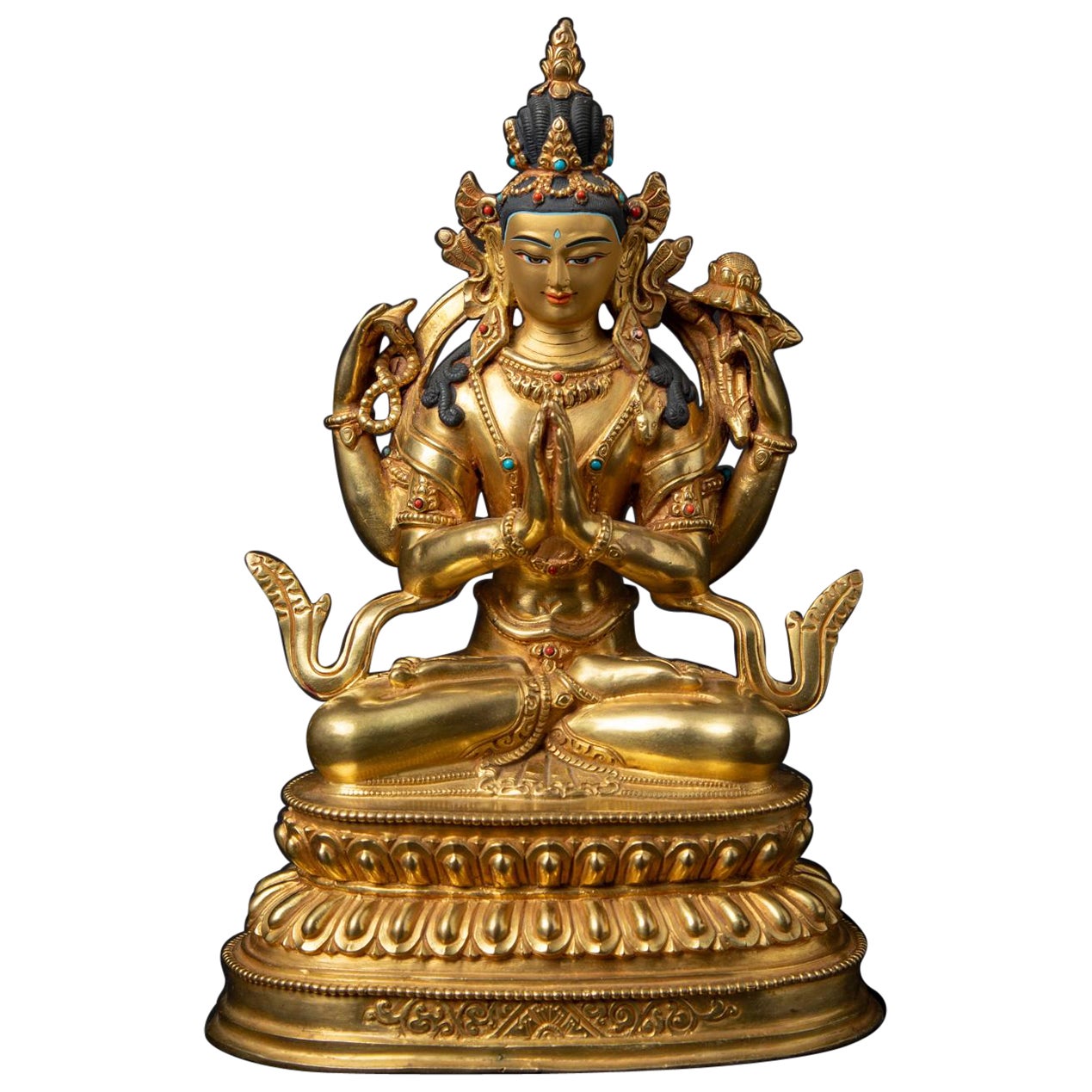Estatua nepalí de bronce de Chenrezig de alta calidad procedente de Nepal