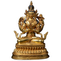 Estatua nepalí de bronce de Chenrezig de alta calidad procedente de Nepal