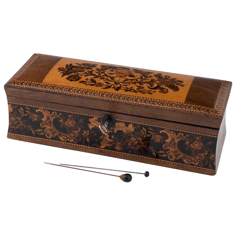 Tunbridge Ware Glove Box with Floral Mosaic c1880