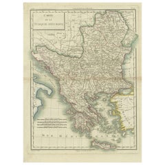 Genuine Antique Map of European Turkey by Pierre Antoine Tardieu (1784-1869)