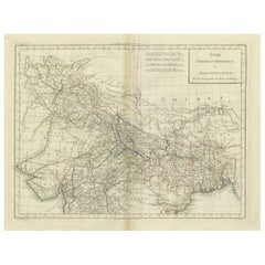 Antike Karte von Nordindien, Bengalen und der Umgebung von Regionen von Tardieu, 1802
