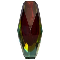 Sommerso-Vase aus burgundergelbem Murano-Glas, italienische Herstellung, 1960er Jahre
